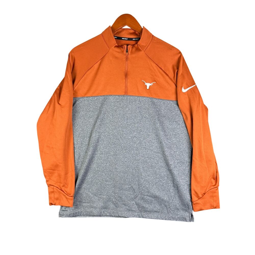 Nike Texas Longhorns NCAA Golf Half Zip‎ Pullover Activewear Fleece Orange Large